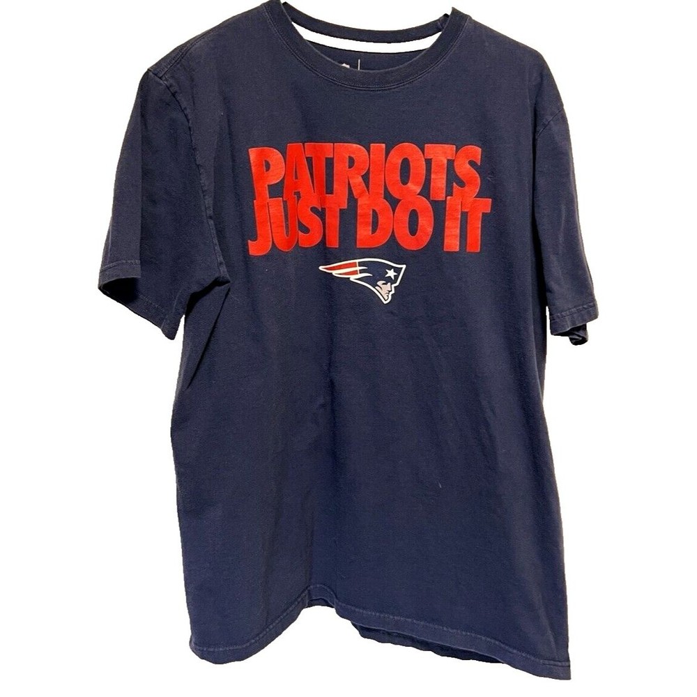 New England Patriots Mens XL NFL Nike Tee FAST IS FASTER Blue Cotton T-shirt